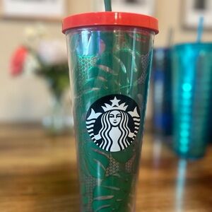 Starbucks Green Tumbler with Red Lid